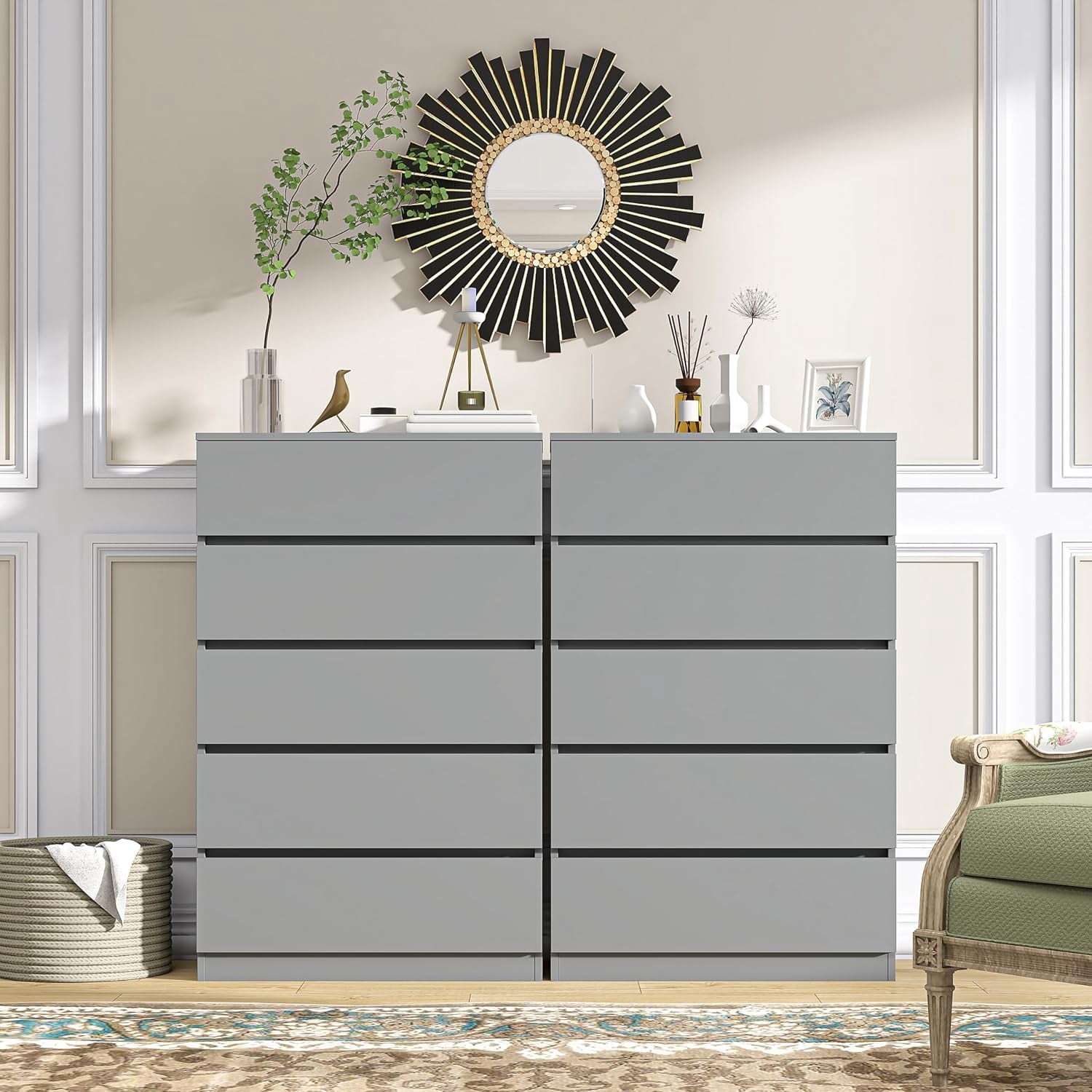 x 5 Drawer Dresser - Grey - SET OF 1 - Image 6