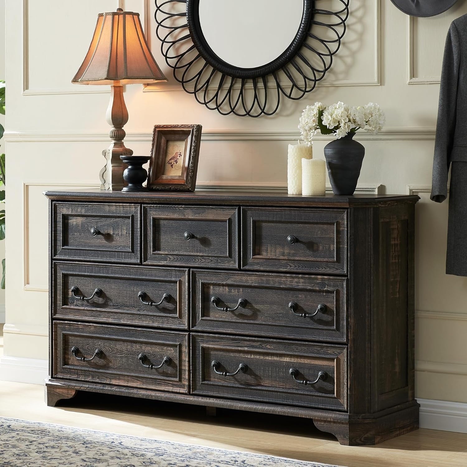 Farmhouse 7 Drawers Dresser Chests for Bedroom - Image 1