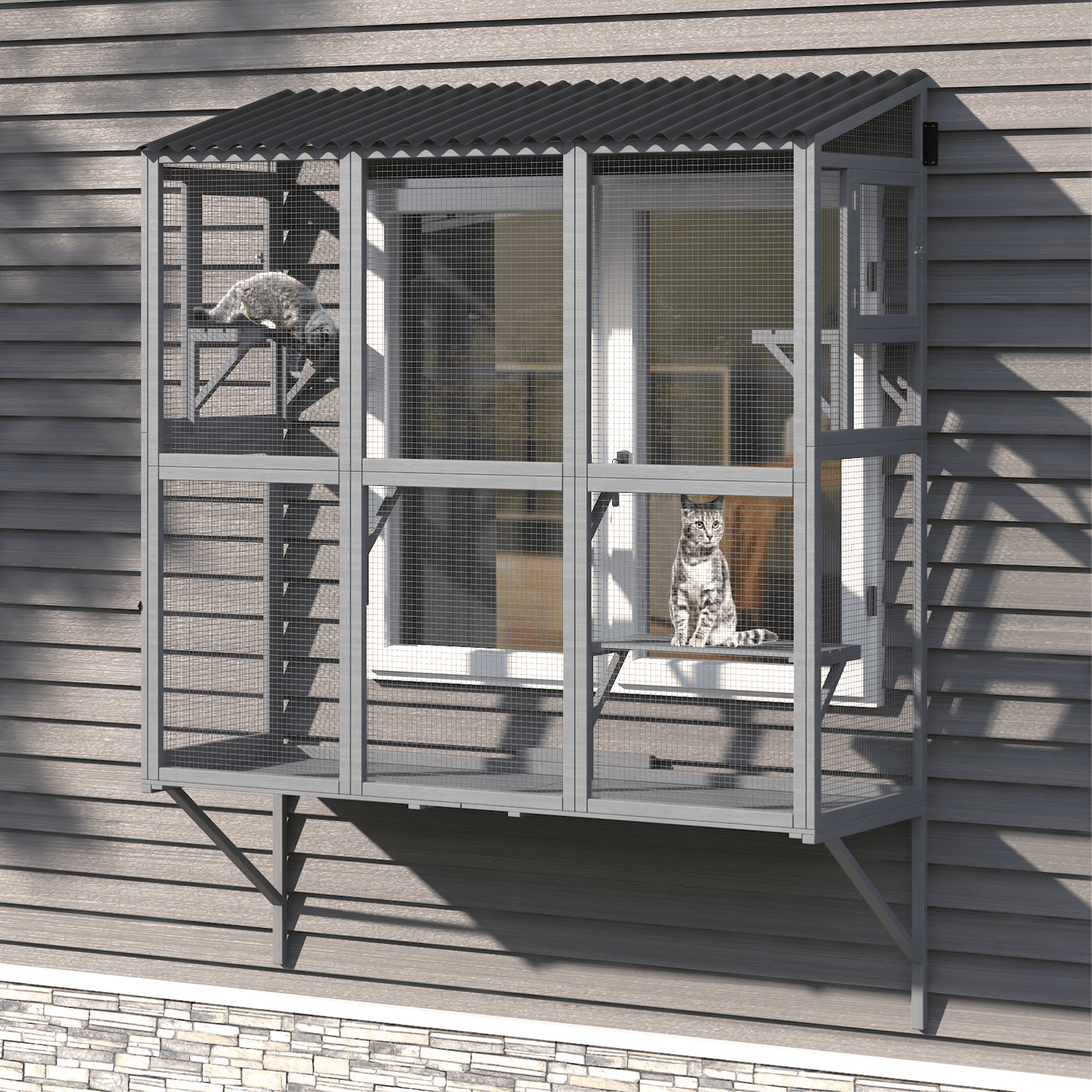Cat Window Catio for Indoor Cats with 4 Jump Platforms - Image 1
