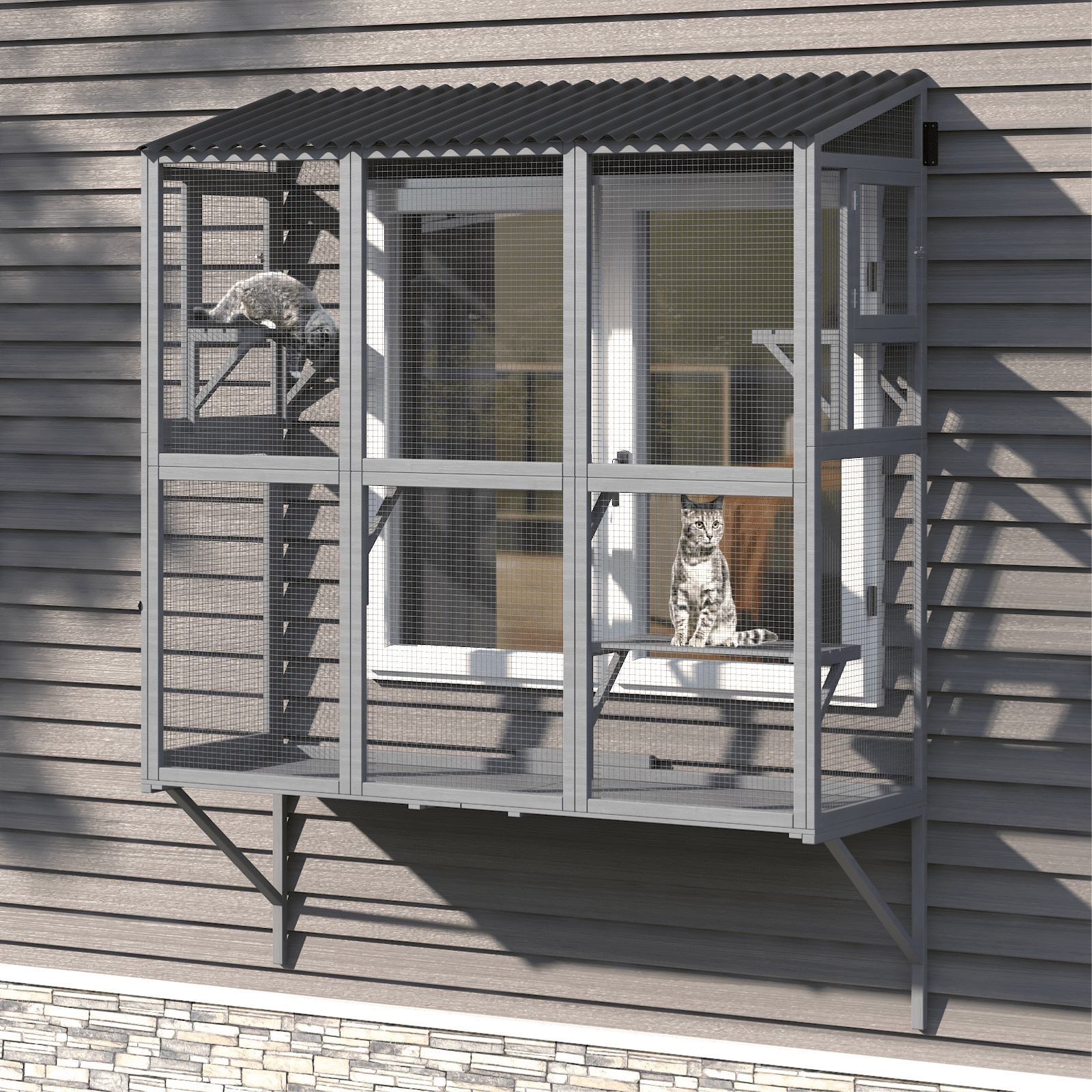 Cat Window Catio for Indoor Cats with 4 Jump Platforms - Image 1