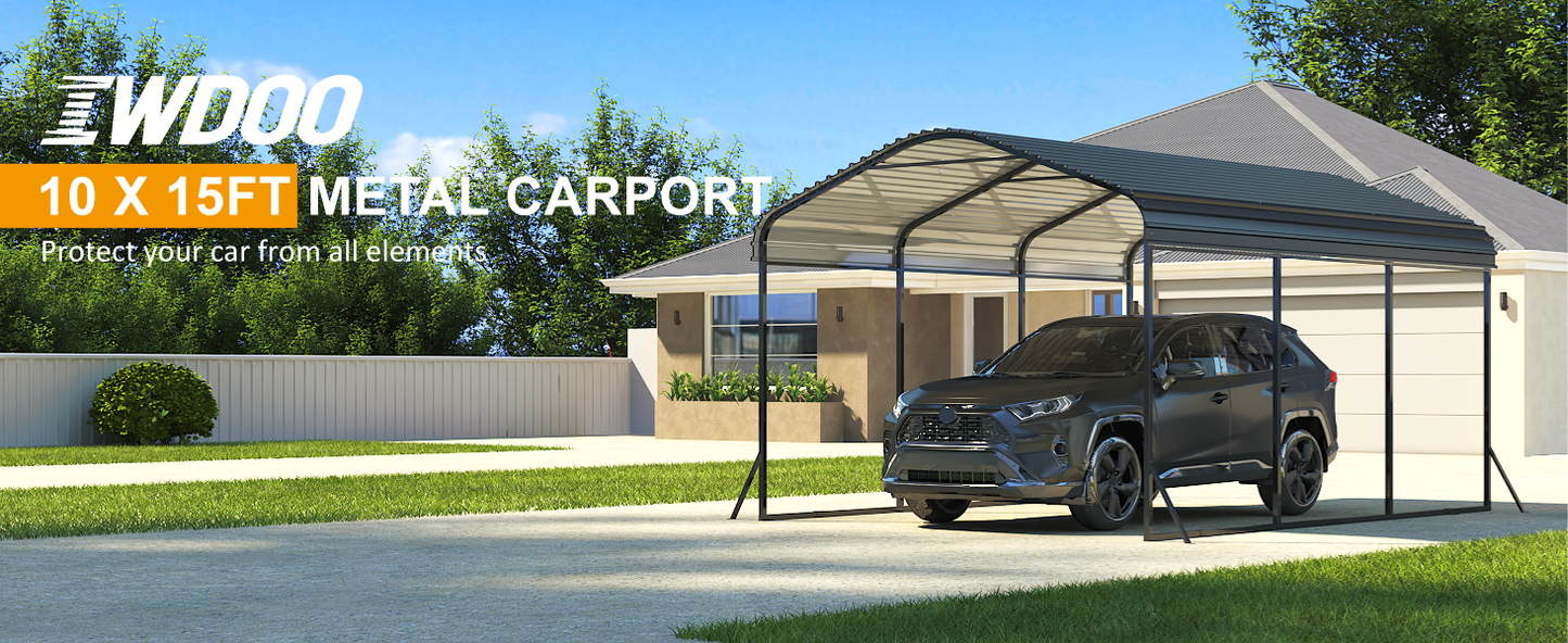 10x15 FT Heavy Duty Metal Carport Kit