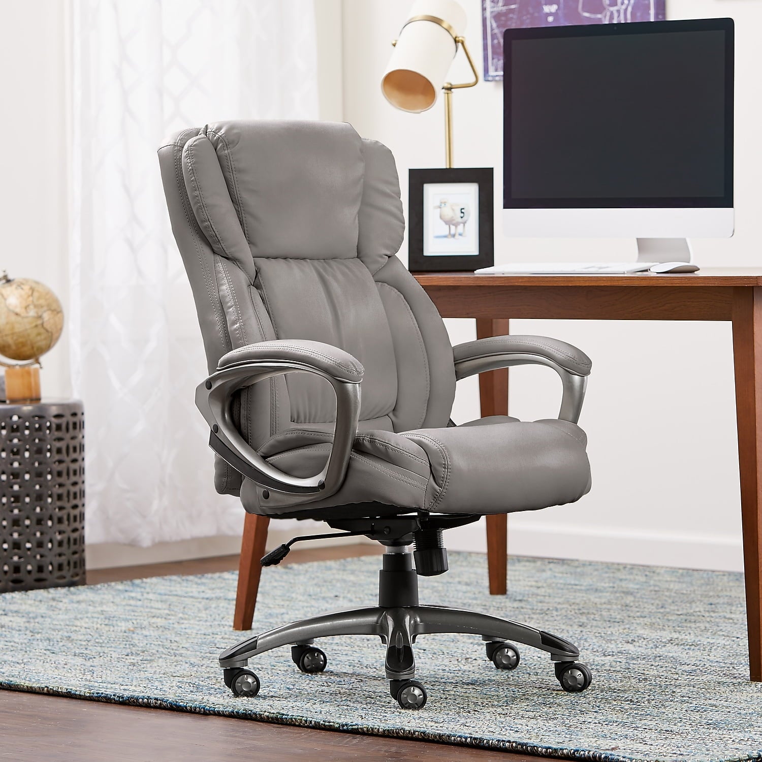 Serta Works Bonded Leather Executive Office Chair Harvard Gray - Image 1