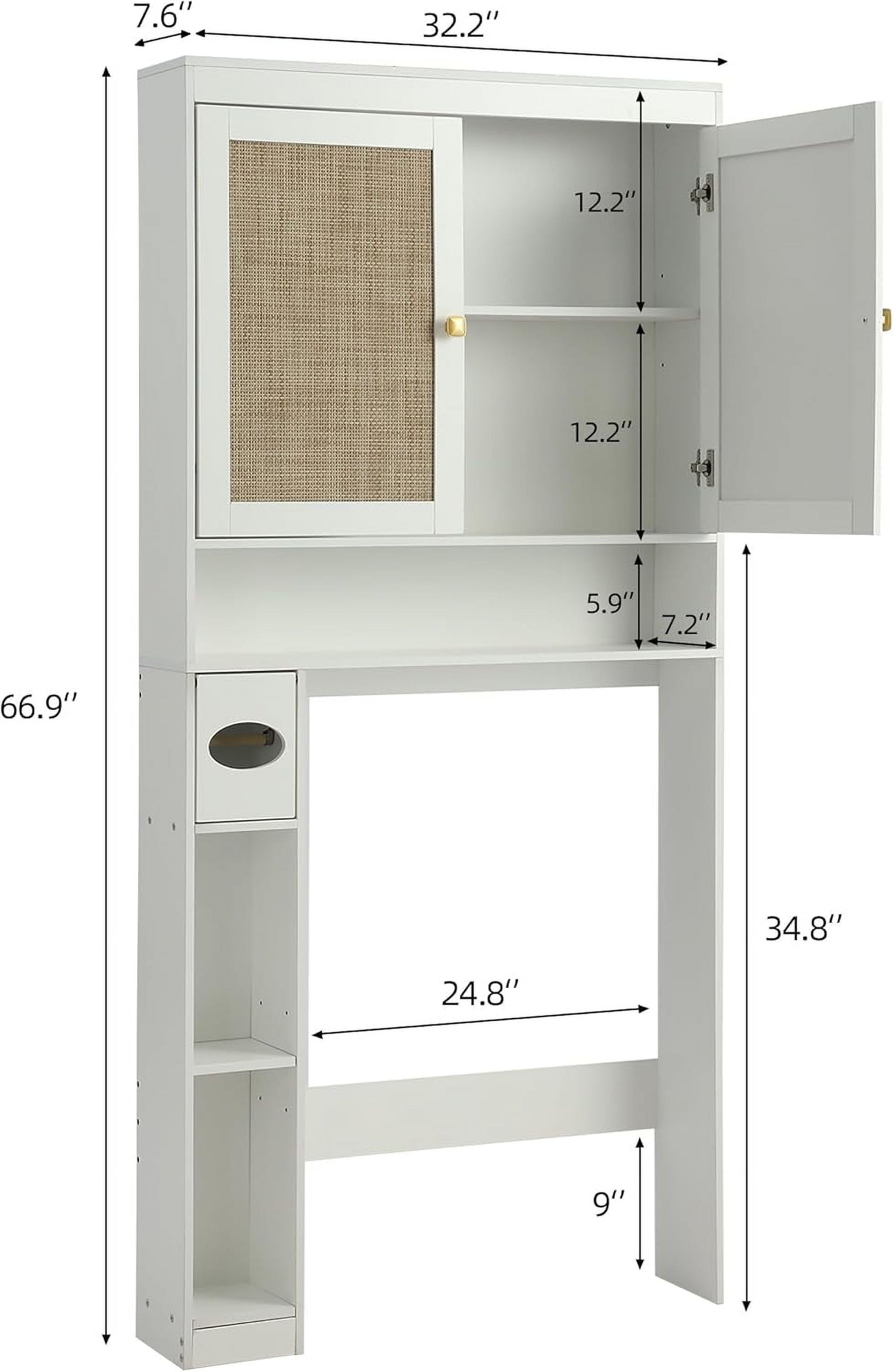 Over The Toilet Storage Cabinet - Vintage White, Double Doors - Image 6