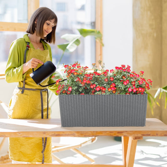 4 Pcs/ 19" Rectangular Flower Window Box Planter - Grey - Image 1