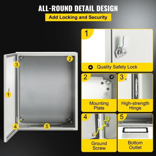 Steel Enclosure, 20 x 16 x 6'' NEMA 4X Steel Electrical Box - Image 1