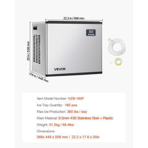 Commercial Ice Maker Machine - Head 360 lbs/Day Self-Cleaning Ice Machine - Image 2