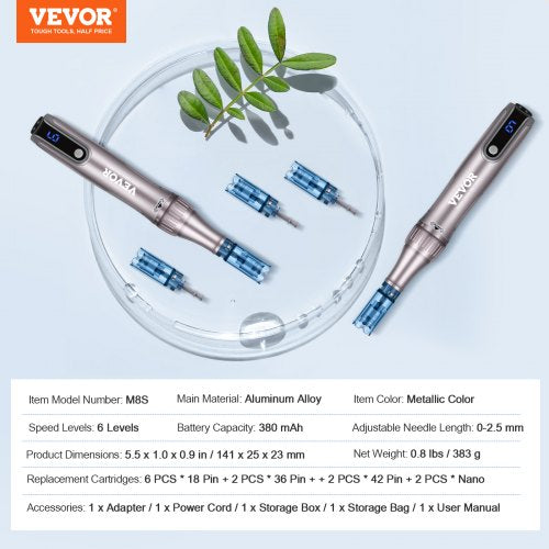 M8S Professional Microneedling Pen 6-Speed Electric Beauty Pen 12 Needles - Image 1