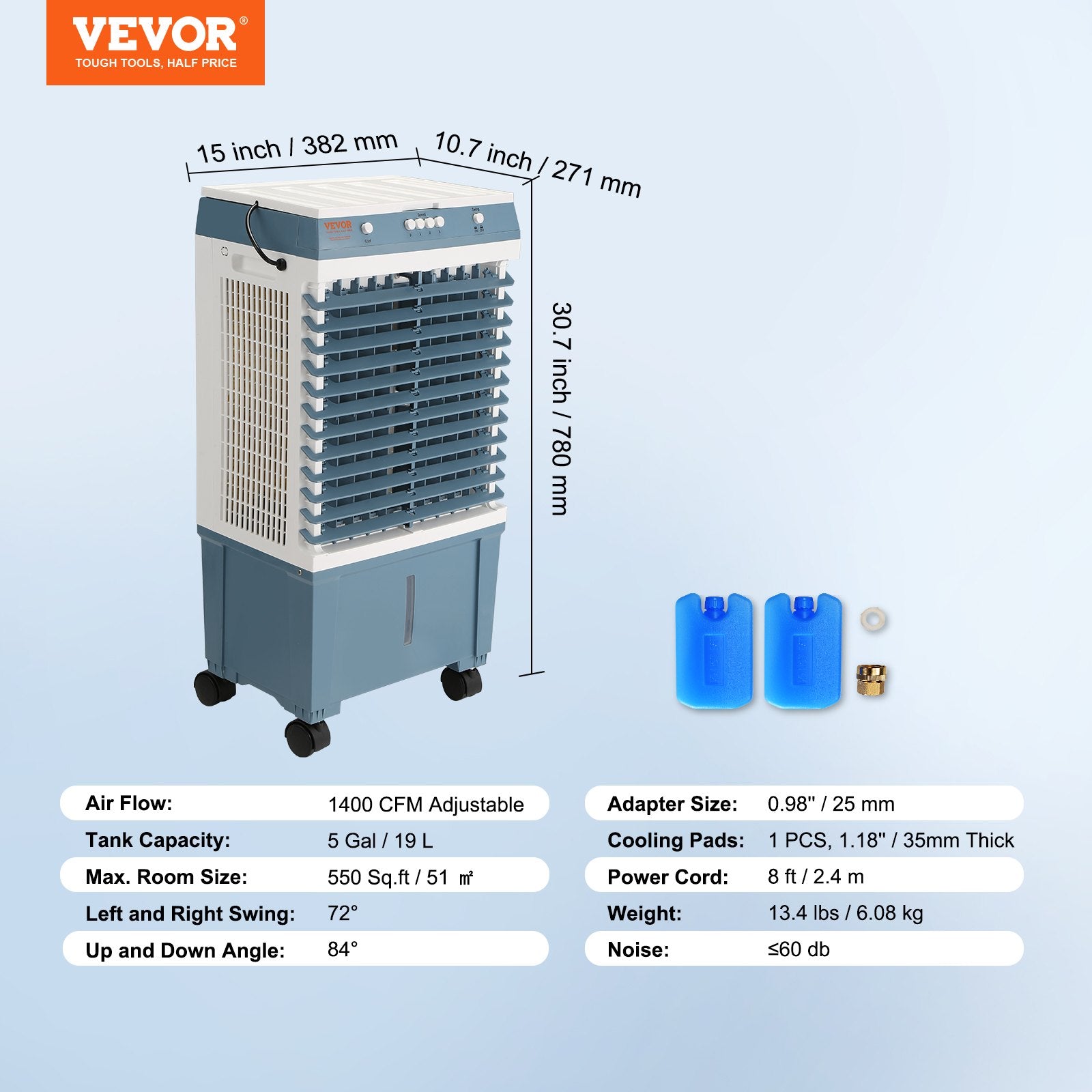 Evaporative Cooler, Air Cooler - 5 Gal / 19 L - Image 6